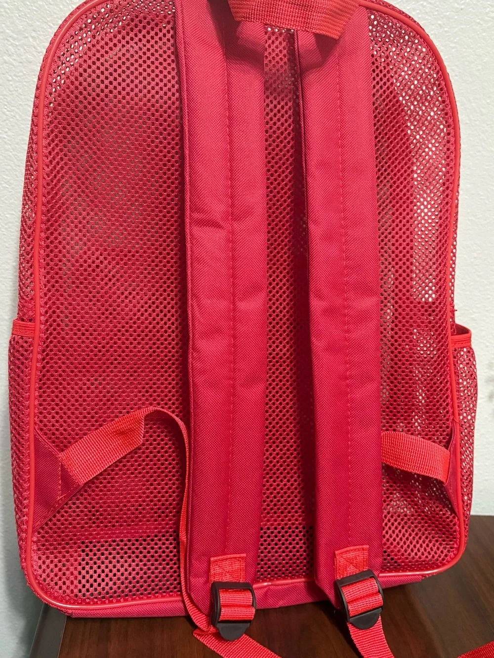 Red Mesh Backpack with Front Zip Pocket - Women’s Backpack